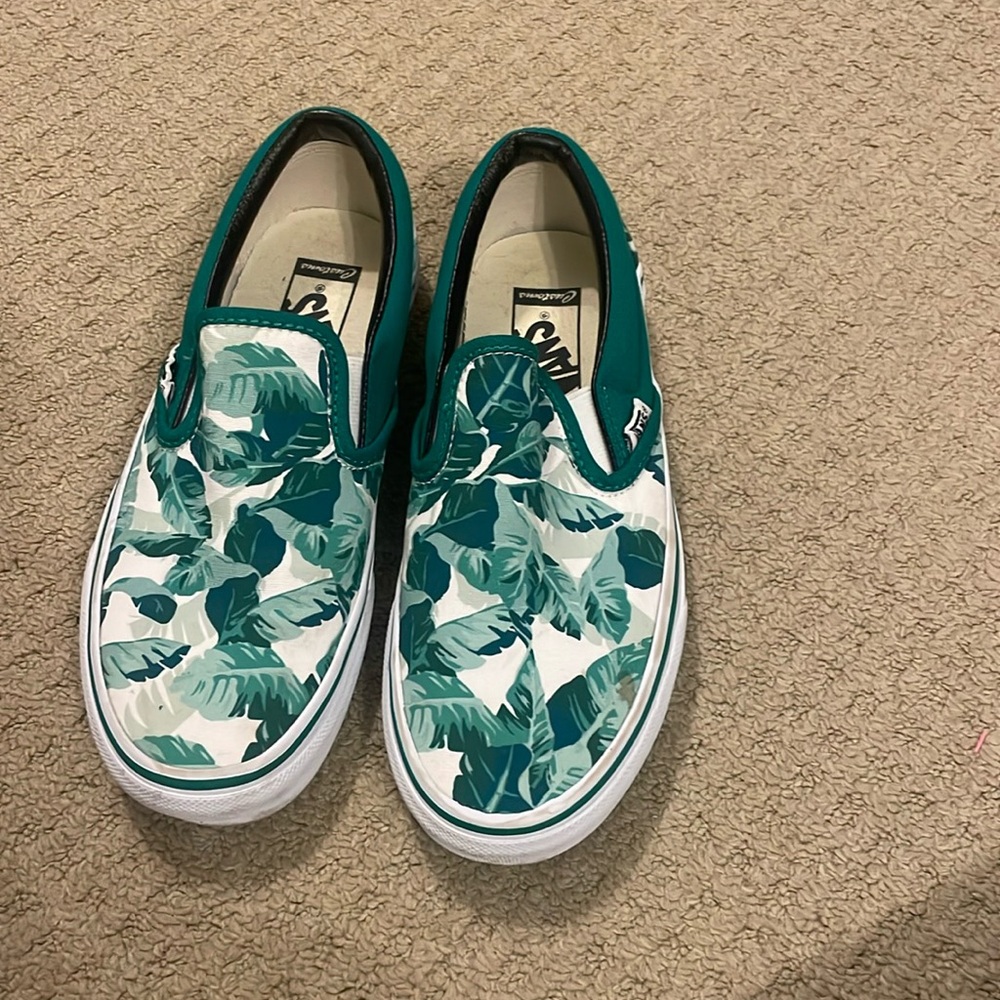 Custom-made vans shoes for women with forest print size size 6.5